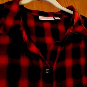 Belle by Kim Gravel button & tie front top w/ chest pocket